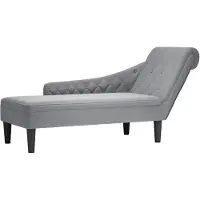 vidaXL Chaise longue avec coussin et accoudoir droit Tissu gris clair