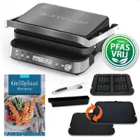 Wartmann WM-2208 CG, gril de contact en céramique, appareil à sandwich, gaufrier, sans PFAS, acier inoxydable.