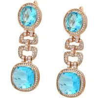 Faina Boucles d'oreilles aqua / or rose