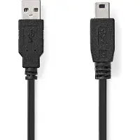 Nedis USB-Kabel | USB 2.0 | USB-A Stecker | USB Mini-B 5 pin Stecker | 480 Mbps | Vernickelt | 1.00