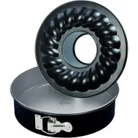 Lagostina Moule à gâteau Tasty Openable 2 fonds, 26cm, Moule à gâteau, Noir, Argent