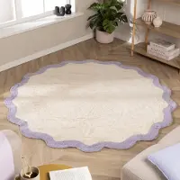 FRAAI Tapis Rond Lavable – Hazy Lilas/Crème | Ø 140cm | Rond | Pile courte