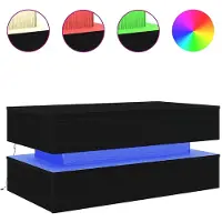 vidaXL Table basse avec lampes LED noir aspect chêne 90x50x40 cm