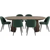 Ebuy24 Tokyo ensemble de table à manger table à manger smoked, 6 chaises en velours vert.