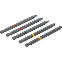 BGS-technic Jeu d'embouts | Entraînement hexagonal extérieur 6,3 mm (1/4") | cruciforme PH, cruciforme PZ, à fente | Longueur 110 mm | 5 pces.