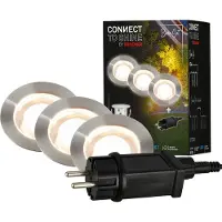 Briloner CONNECT TO SHINE Kit de d marrage Kebony avec 3 spots LED encastrables au sol, IP67