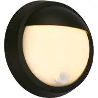 Briloner Puni LED Applique murale extérieure, détecteur de mouvement, capteur crépusculaire, batterie rechargeable, noir, dimensions : Ø17 x 7 cm