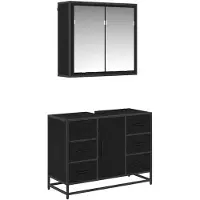 vidaXL Ensemble de meubles de salle de bain , 2 pièces, imitation chêne noir, 80 x 33 x 60 cm