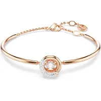 Swarovski Bracelet-Jonc Dextera, Taille Ronde, Blanc, Placage De Ton Or Rosé