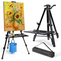 OEM Échelle pliante élastique pour adultes et enfants - Chevalet d'atelier avec support pour panneau - Pliable et réglable - Chevalet pratique pour atelier - Noir - 51-155 cm