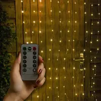 Giftmas Light Curtain - 200 LEDs Warm White - 1x2M - Pour porte ou passage - Intérieur et extérieur - Télécommande - Lumières d'ambiance - Lumières de Noël