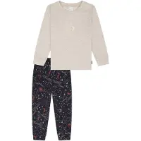 Schiesser Pyjama ' Family ' beige chiné / bleu foncé