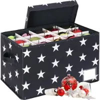 Merkloos Boîte de rangement pour boules de Noël - pour 30 boules - avec étiquette - gris
