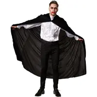 Dressforfun Cape en velours avec capuche 158 cm noir - robe costume halloween déguisement partywear costume carnaval robe de soirée carnaval - 301863