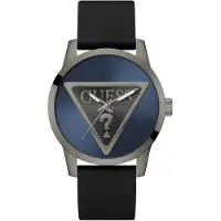 GUESS Montre à affichage analogique 'Badge' bleu / noir / argent