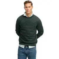 Superdry Homme Coton Détail Du Point De Croix Vintage Athletic Tonal Sweatshirt Col Rond, Vert Foncé, Taille: XL