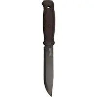 Morakniv Garberg Grand BlackBlade (C) 14640 Carbon Steel, Brown Polymer, couteau de bushcraft, fourreau en cuir