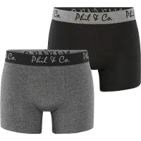 Phil&Co. Boxers ' 2-Pack Jersey ' gris / noir