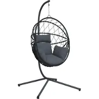 vidaXL Fauteuil suspendu design oeuf avec support Anthracite Rotin et acier