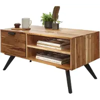 Wohnling Table basse en acacia 95x45x45 cm table basse rectangulaire en bois massif |
