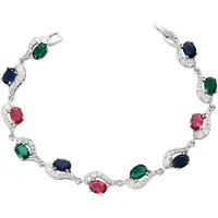 Gaya Bracelet bleu marine / vert foncé / rouge / argent