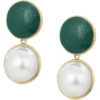 Gaya Boucles d'oreilles or / vert foncé / blanc perle