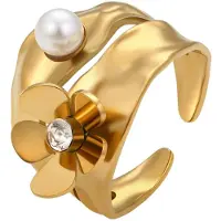 NAEMI Bague or / blanc perle