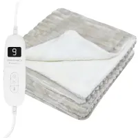 STAUS&BACH Couverture électrique 3XL - Couverture supérieure pour 2 personnes - Couverture chauffante en polaire Sherpa double face - Beige - 180x160 cm PowerNap