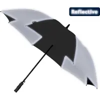 Falcone Hommes, Parapluie, Reflecterende Umbrella - Automatic - Windproof - 120 cm - Black / Silver, Argent, Noir