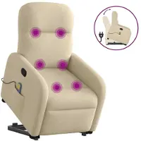 vidaXL Fauteuil de massage avec releveur Crème Tissu