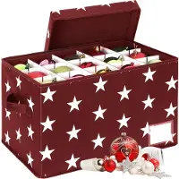 Merkloos Boîte de rangement pour boules de Noël - pour 30 boules - avec étiquette - rouge