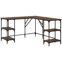 vidaXL Bureau brun imitation chêne 139x139x75 cm Bois composite