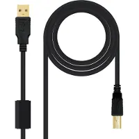 Nanocable 10.01.1202 - Câble USB 2.0 avec ferrite, type A/M-B/M, connecteur, noir, 2mts