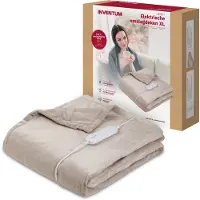 Inventum HB185T Couverture chauffante électrique 180x130 cm - Simple - 4 niveaux de chaleur - Lavable - Arrêt automatique - Polaire - Taupe
