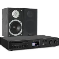 DAB radio met Bluetooth - Audizio Brescia - Internet radio met wifi, mp3, cd en speakers - Zwart (Bluetooth, Lecteur de CD, WiFi, 1x 120 W), Chaîne stéréo, Noir