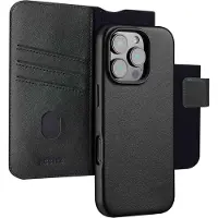 Accezz Étui de télephone portefeuille en cuir 2-en-1 avec MagSafe Apple iPhone 16 Pro Max - Onyx Black