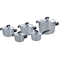 BK Conical Cool Panne Set - 5-delig - RVS - geschikt voor alle warmtebronnen, Poêle + casserole, Argent, Noir