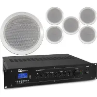 Power Dynamics Deckenlautsprecher Set mit 6 weissen gebauten Lautsprechern - 100 V - einschliesslich B (Passif, 1x 100 W), Haut-parleur PA, Blanc