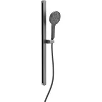 Schutte Barre de douche salle de bain KARIBIK Ensemble de barre de douche graphite mat ovale Inclus (3 Types de jets, 16 l/min)