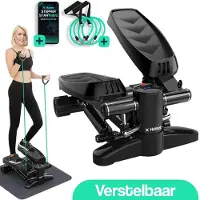 Hulser Stepper avec écran - Résistance réglable - Avec bandes de résistance - Appareils de fitness pour la maison - Salle de sport - Balançoire de fitness - Mini cardio home trainer
