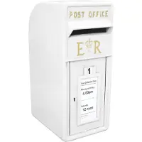 MonsterShop Boîte aux lettres Royal Mail en fonte blanche, verrouillable, 2 clés dorées, montage mural ou sur socle