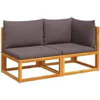 vidaXL Canapé de jardin avec coussins 2 places bois acacia & corde