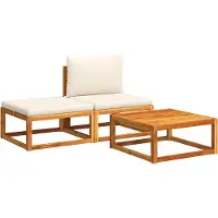 vidaXL Ensemble canapé de jardin 3 pièces avec coussins bois acacia & rotin