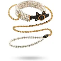 Allure - collier perlé avec laisse - noir