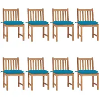vidaXL Chaises de jardin 8 pcs. avec coussins teck massif