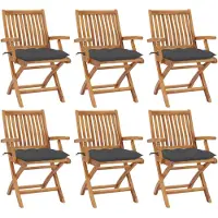 vidaXL Chaises de jardin pliantes avec coussins 6 pcs. Bois massif teck