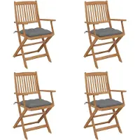 vidaXL Chaises de jardin pliantes 4 pièces avec coussins en bois massif d'acacia