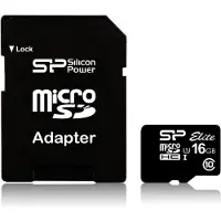 Silicon Power Elite - Carte mémoire flash (adaptateur microSDHC - SD inclus(e)) - 16 Go - Class 10 - microSDHC UHS-I