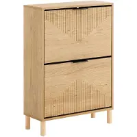 SoBuy FSR200-N Armoire à chaussures 60x24x88 cm - Bois clair - Design compact avec 2 volets, système anti-basculement et espace pour 8 paires de chaussures