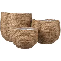 Mica Decorations Jorck Plant Basket - Lot de 3 - H24 x Ø26 cm - Seagrass - Light brown